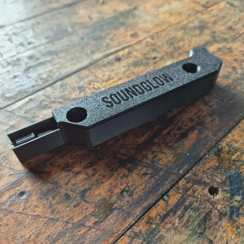 3D-printed controller housing mounted where the Soundboks logo sat